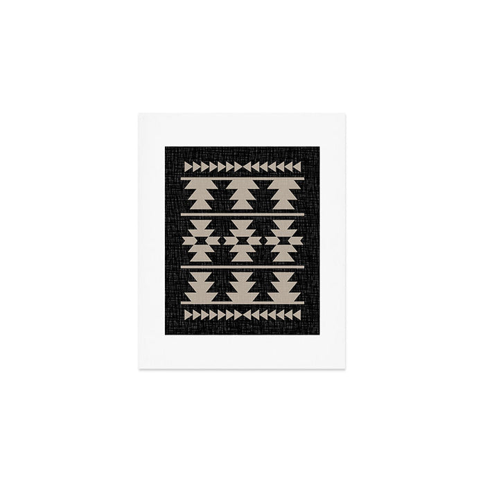 Southwestern Pattern 129 Black and Linen Art Print Gallery Image 1