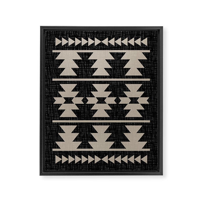 Southwestern Pattern 129 Black and Linen Framed Canvas Print Gallery Image 1