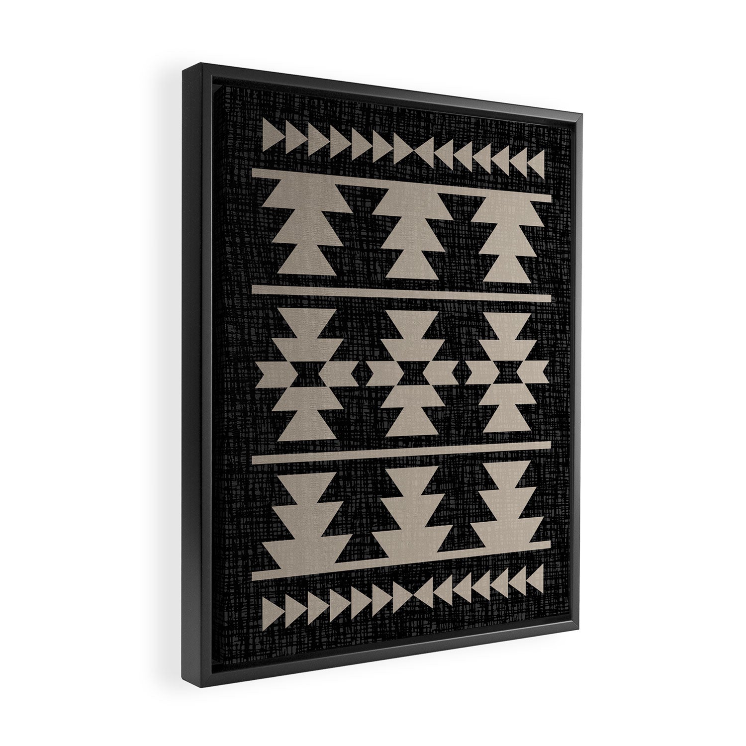 Southwestern Pattern 129 Black and Linen Framed Canvas Print Gallery Image 2