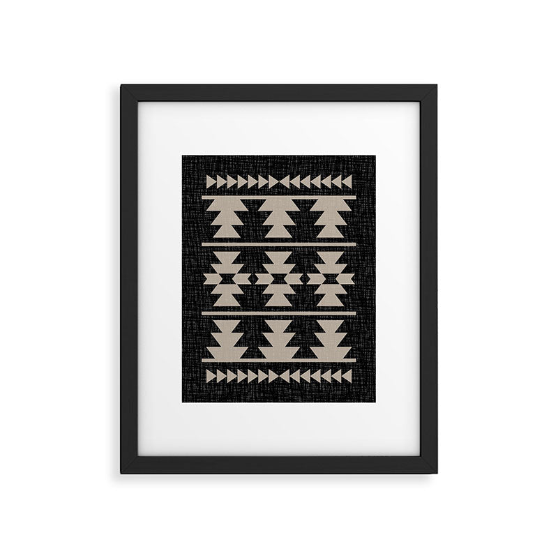 Southwestern Pattern 129 Black and Linen Framed Art Print Gallery Image 4