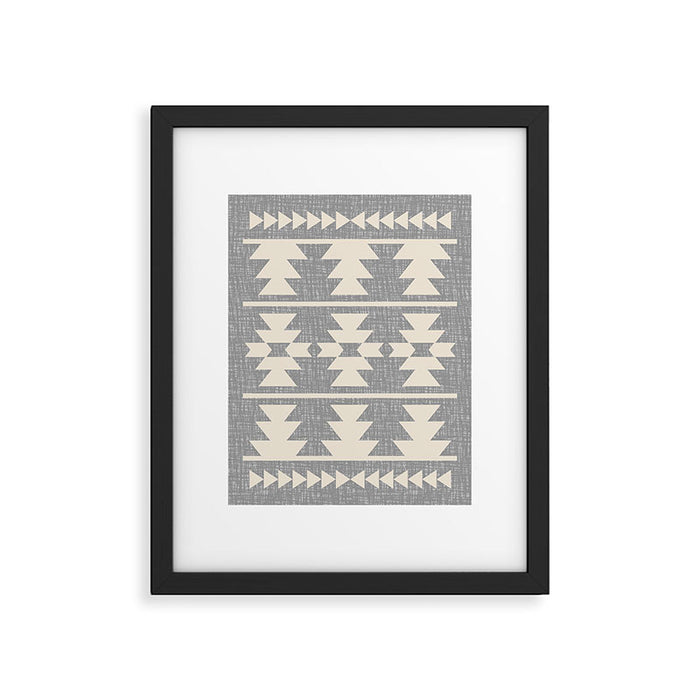 Southwestern Pattern 131 Gray and Beige Framed Art Print Gallery Image 1