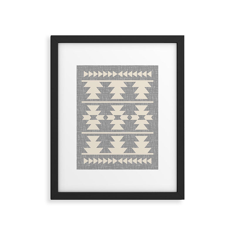 Southwestern Pattern 131 Gray and Beige Framed Art Print Gallery Image 6