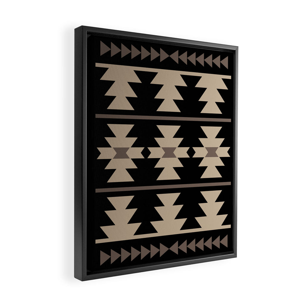 Southwestern Pattern 132 Black and Beige Framed Canvas Print Gallery Image 2