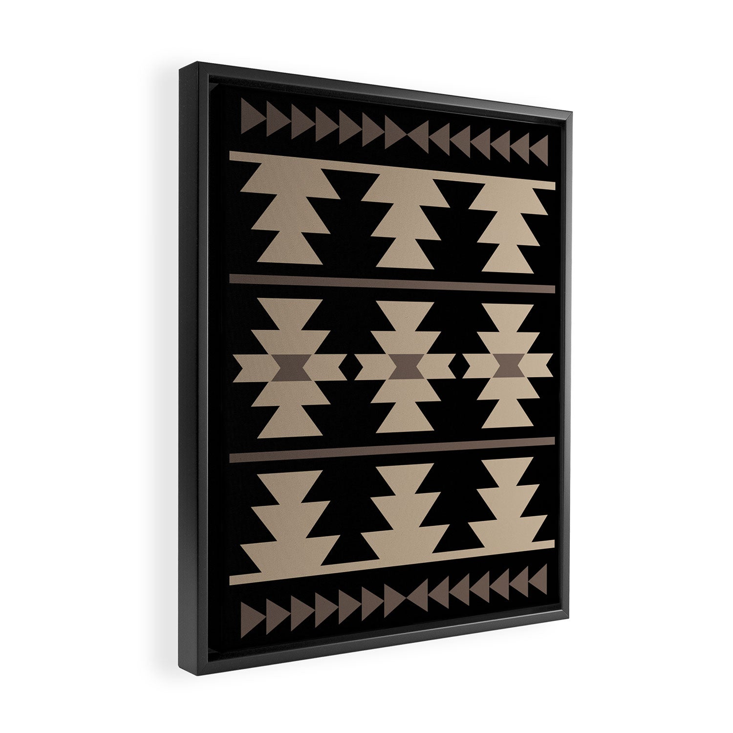 Southwestern Pattern 132 Black and Beige Framed Canvas Print Gallery Image 2