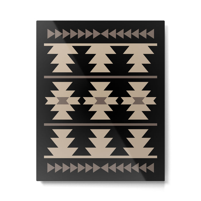 Southwestern Pattern 132 Black and Beige Metal Print Gallery Image 1