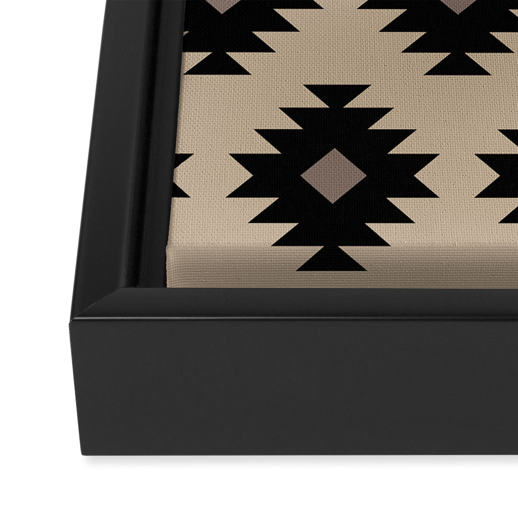Southwestern Pattern 451 Beige and Black Framed Canvas Print Gallery Image 3