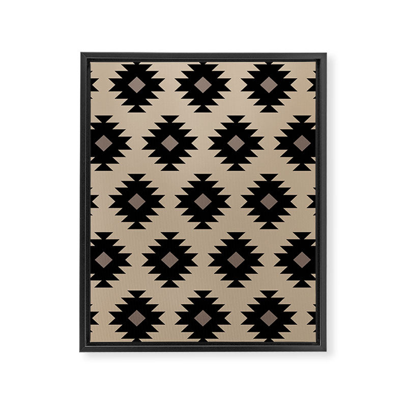 Southwestern Pattern 451 Beige and Black Framed Canvas Print Gallery Image 8