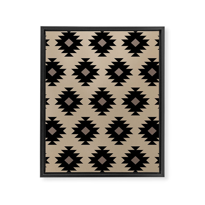 Southwestern Pattern 451 Beige and Black Framed Canvas Print Gallery Image 1