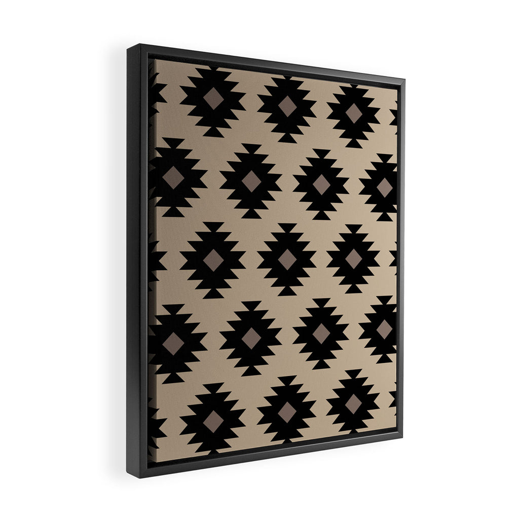 Southwestern Pattern 451 Beige and Black Framed Canvas Print Gallery Image 2