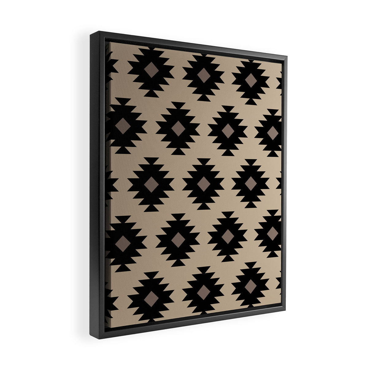 Southwestern Pattern 451 Beige and Black Framed Canvas Print Gallery Image 2