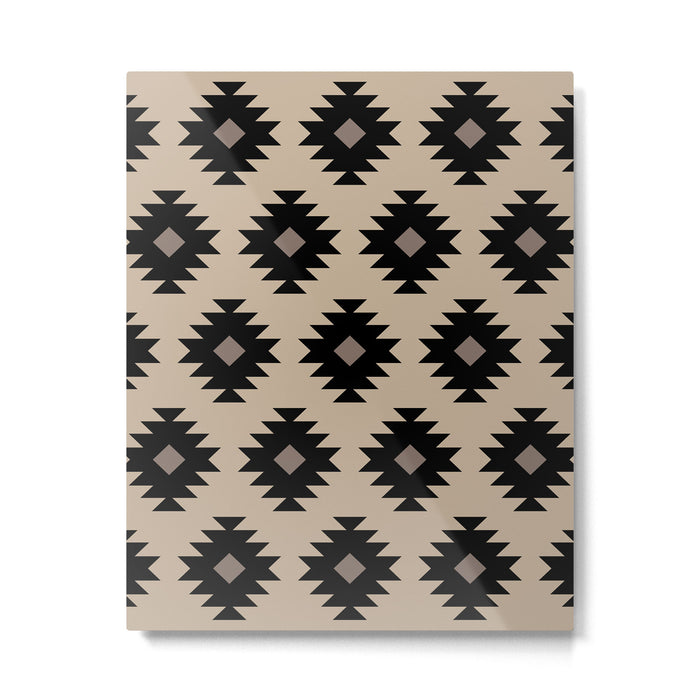 Southwestern Pattern 451 Beige and Black Metal Print Gallery Image 1
