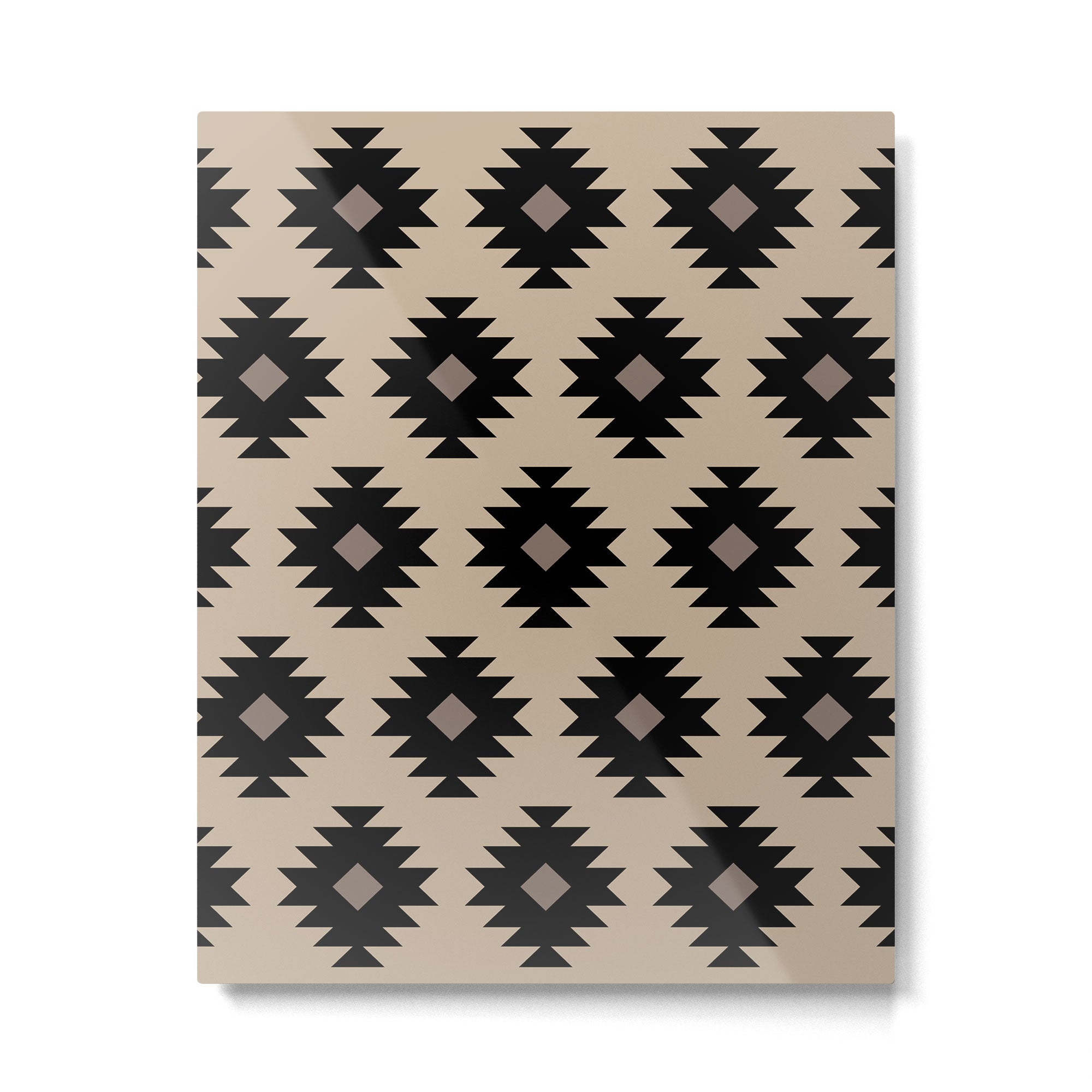 Southwestern Pattern 451 Beige and Black Metal Print Gallery Image 6