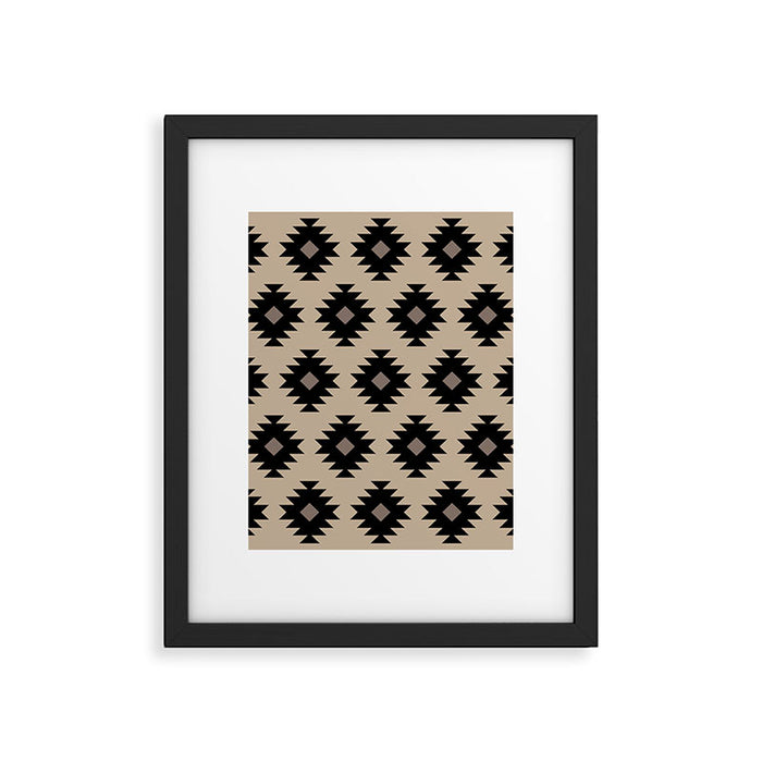Southwestern Pattern 451 Beige and Black Framed Art Print Gallery Image 1