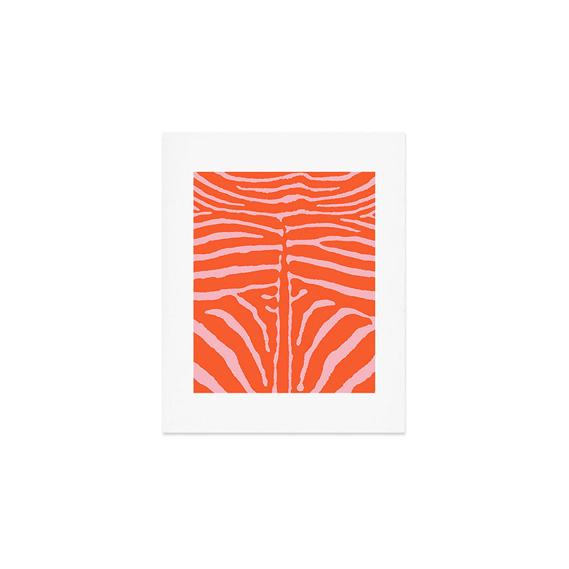 Zebra Orange and Pink 241 Art Print Gallery Image 1