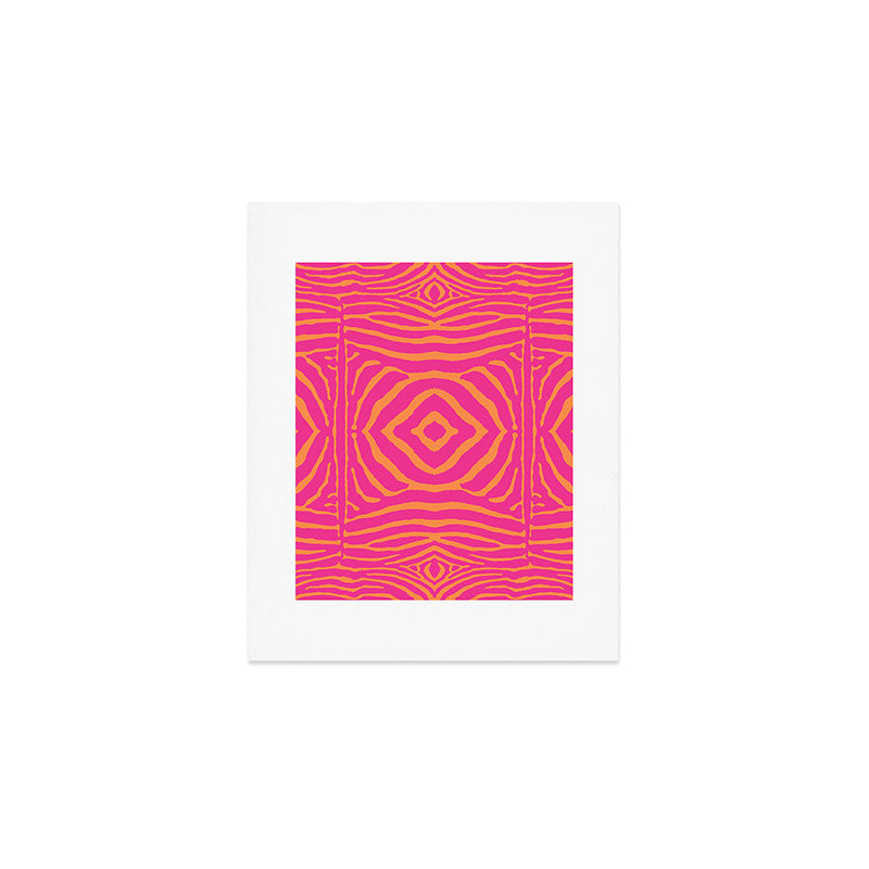 Zebra Pattern | Zebra Stripes | Zebra Pink and Orange Stripes 744 Art Print Gallery Image 1