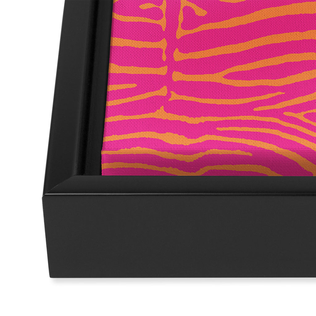 Zebra Pattern | Zebra Stripes | Zebra Pink and Orange Stripes 744 Framed Canvas Print Gallery Image 3