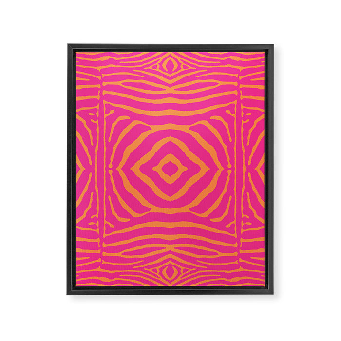 Zebra Pattern | Zebra Stripes | Zebra Pink and Orange Stripes 744 Framed Canvas Print Gallery Image 1