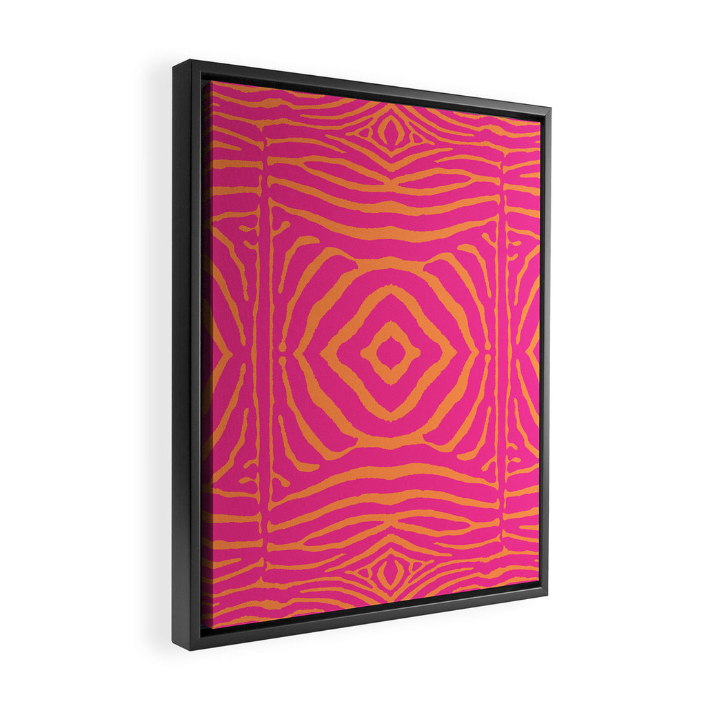 Zebra Pattern | Zebra Stripes | Zebra Pink and Orange Stripes 744 Framed Canvas Print Gallery Image 2