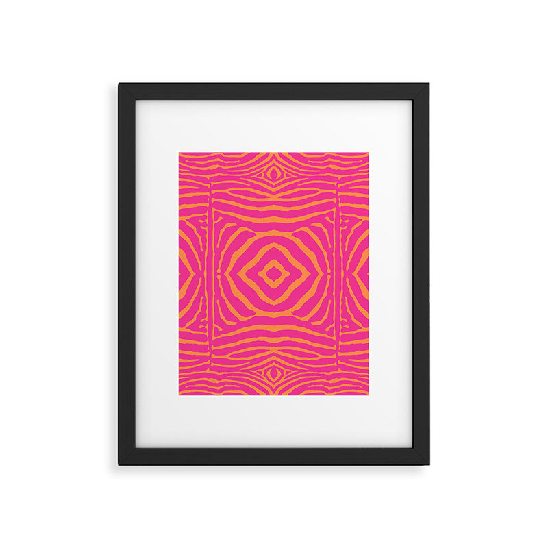 Zebra Pattern | Zebra Stripes | Zebra Pink and Orange Stripes 744 Framed Art Print Gallery Image 6