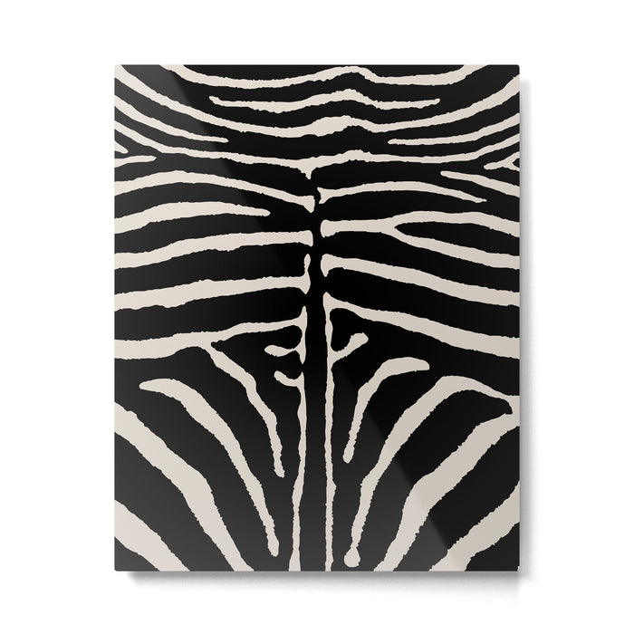 Zebra Wild Animal Print 237 Black and Linen White Metal Print Gallery Image 1