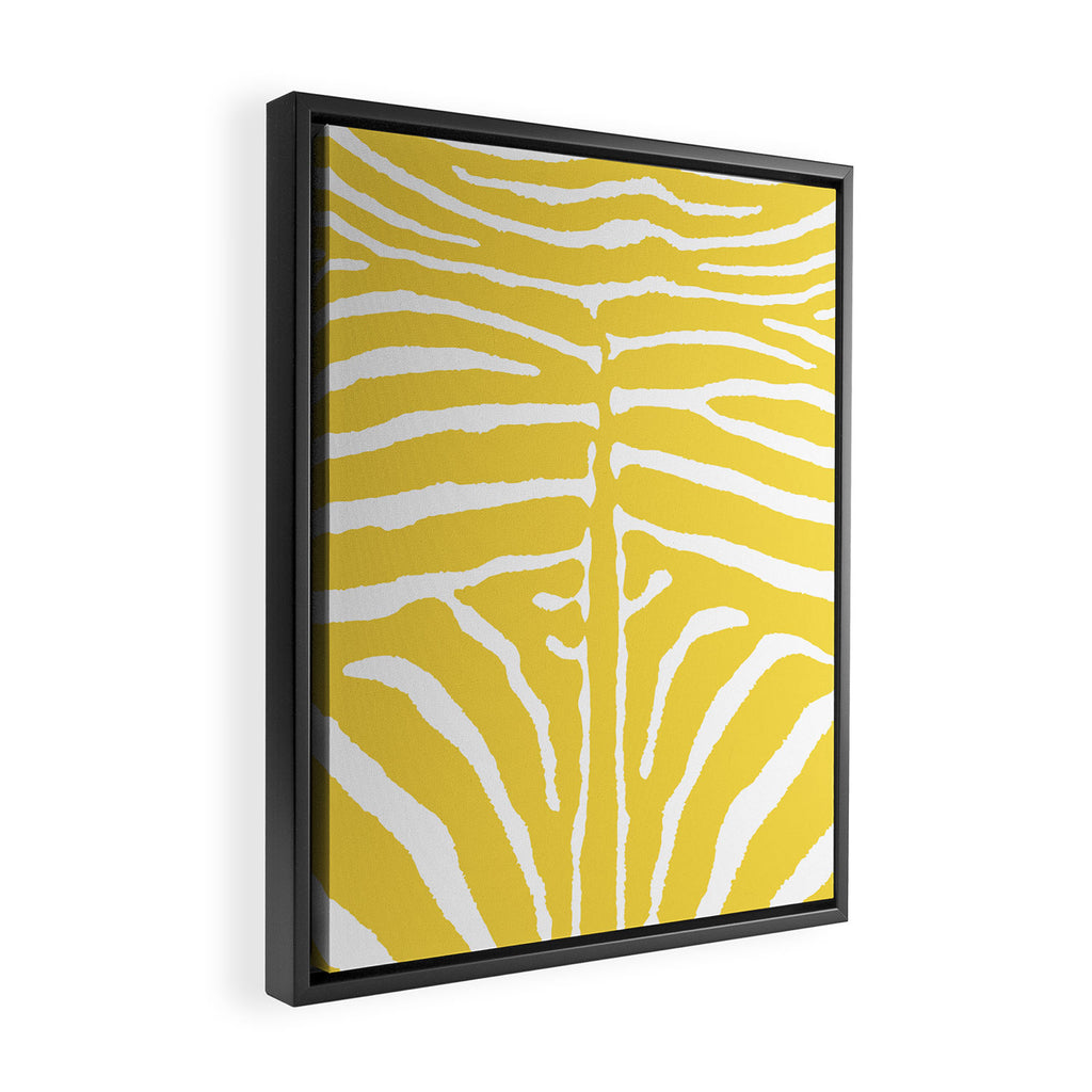 Zebra Wild Animal Print 240 Yellow Framed Canvas Print Gallery Image 2