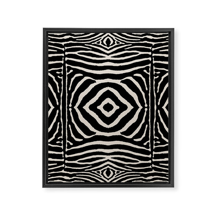 Zebra Wild Animal Print 724 Black and Linen White Framed Canvas Print Gallery Image 1