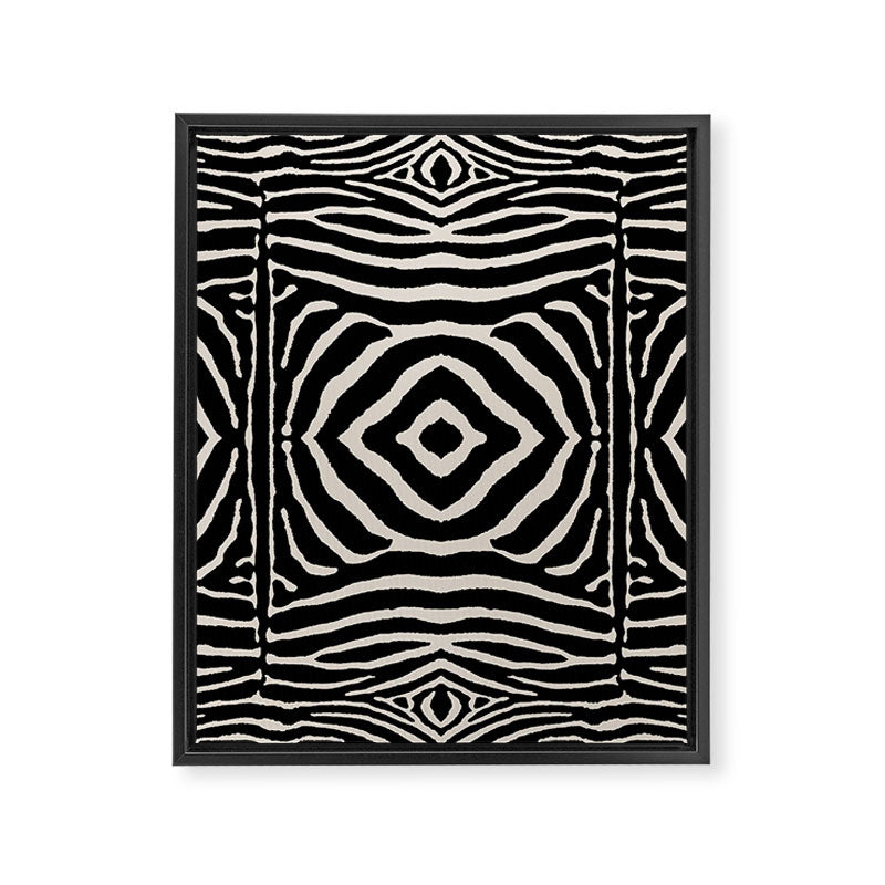 Zebra Wild Animal Print 724 Black and Linen White Framed Canvas Print Gallery Image 8