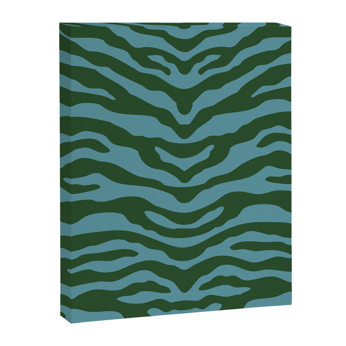 Zebra Wild Animal Print Green and Blue Canvas Print Gallery Image 1