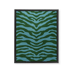 Zebra Wild Animal Print Green and Blue Framed Canvas Print Gallery Image 8