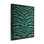 Zebra Wild Animal Print Green and Blue Framed Canvas Print Gallery Image 2