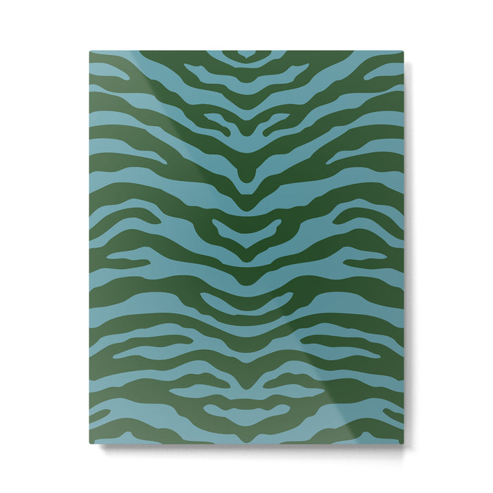 Zebra Wild Animal Print Green and Blue Metal Print Gallery Image 1