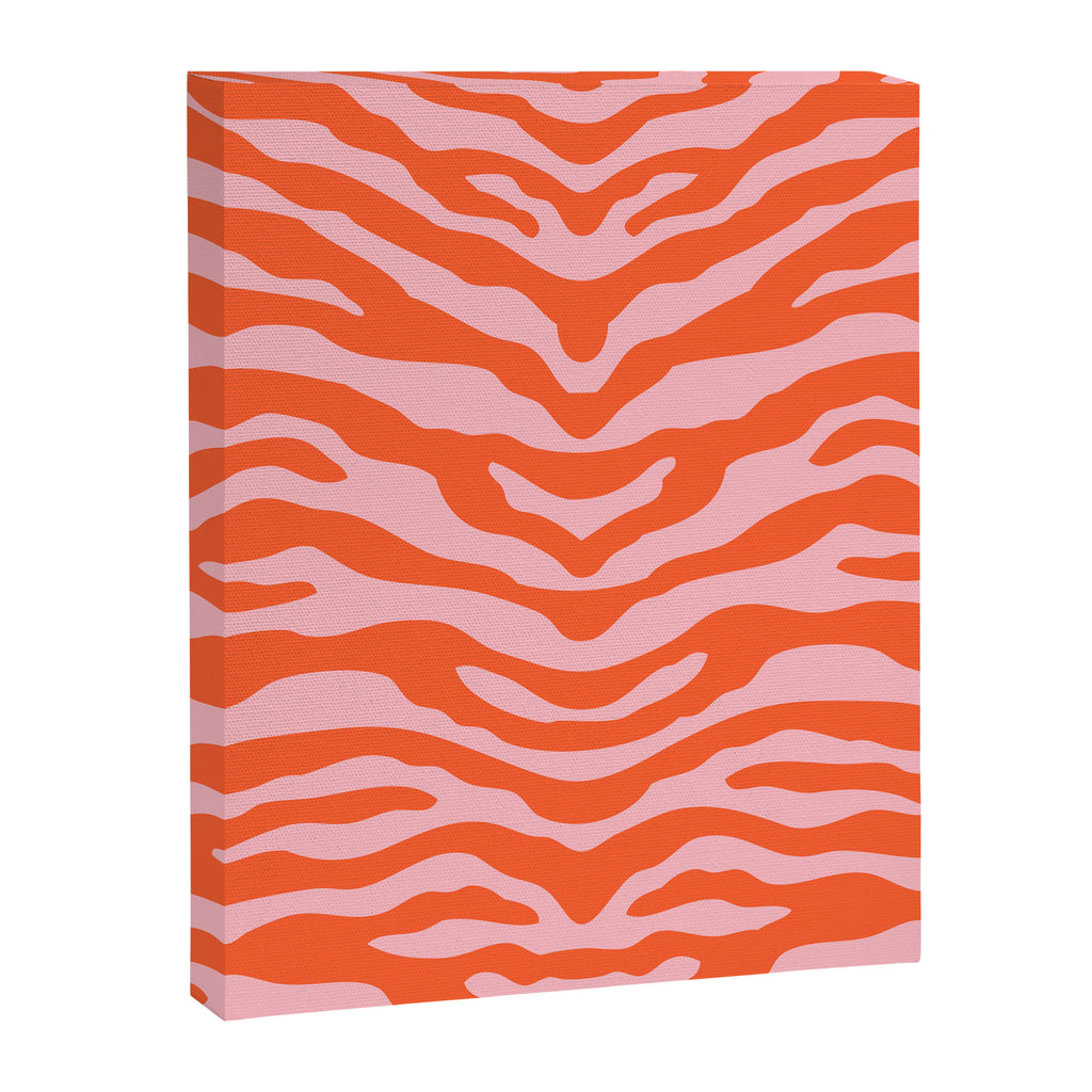 Zebra Wild Animal Print Orange and Pink Canvas Print Gallery Image 8