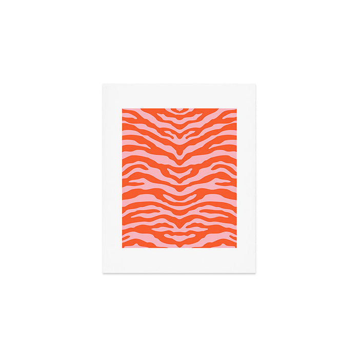 Zebra Wild Animal Print Orange and Pink Art Print Gallery Image 1