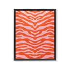 Zebra Wild Animal Print Orange and Pink Framed Canvas Print Gallery Image 8