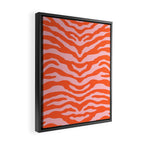 Zebra Wild Animal Print Orange and Pink Framed Canvas Print Gallery Image 2