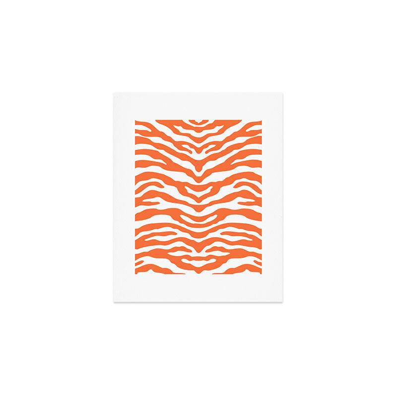 Zebra Wild Animal Print Orange Art Print Gallery Image 1
