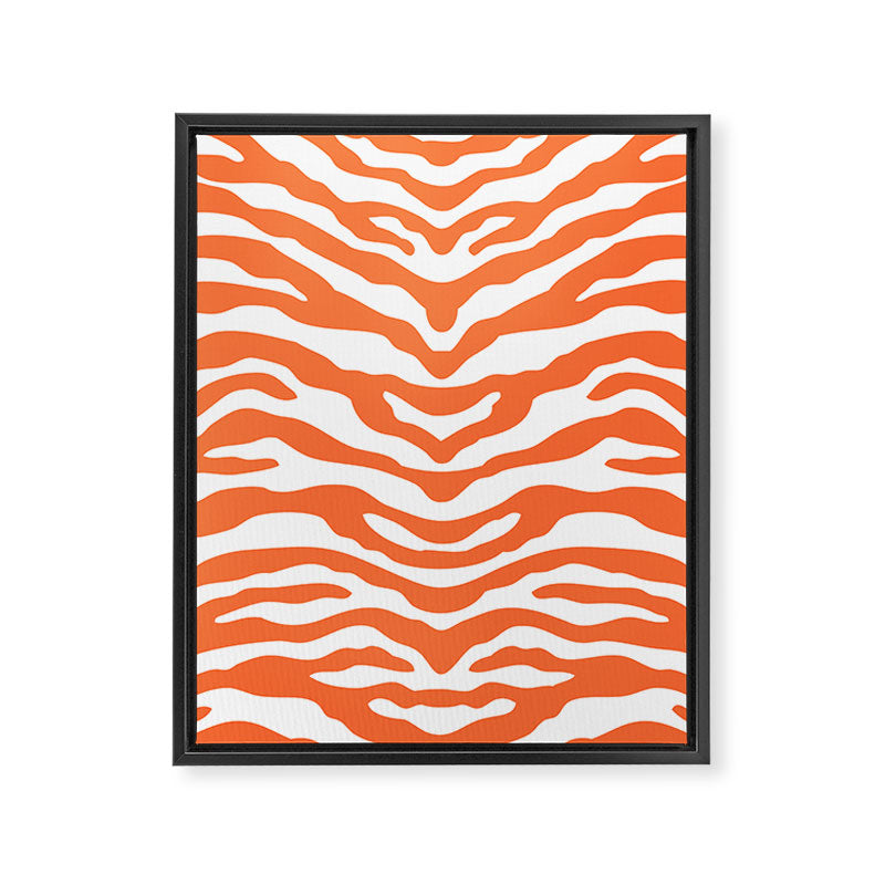 Zebra Wild Animal Print Orange Framed Canvas Print Gallery Image 8