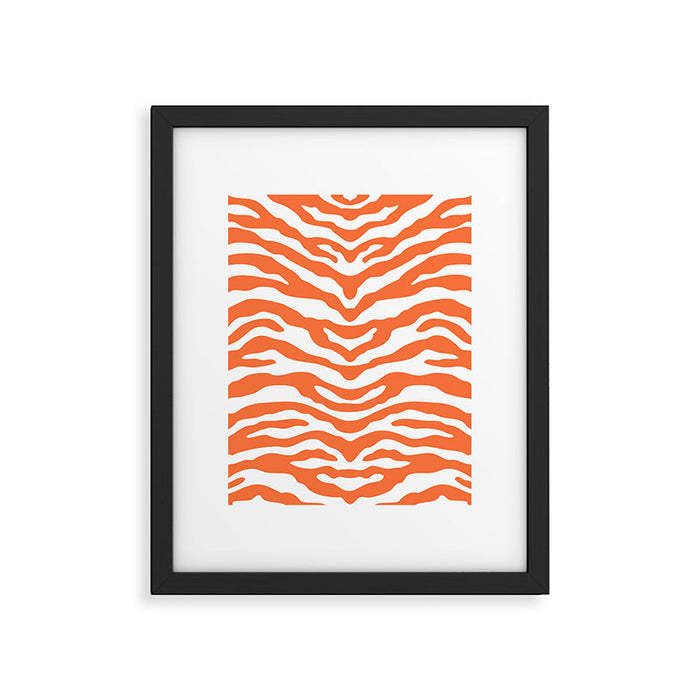 Zebra Wild Animal Print Orange Framed Art Print Gallery Image 1