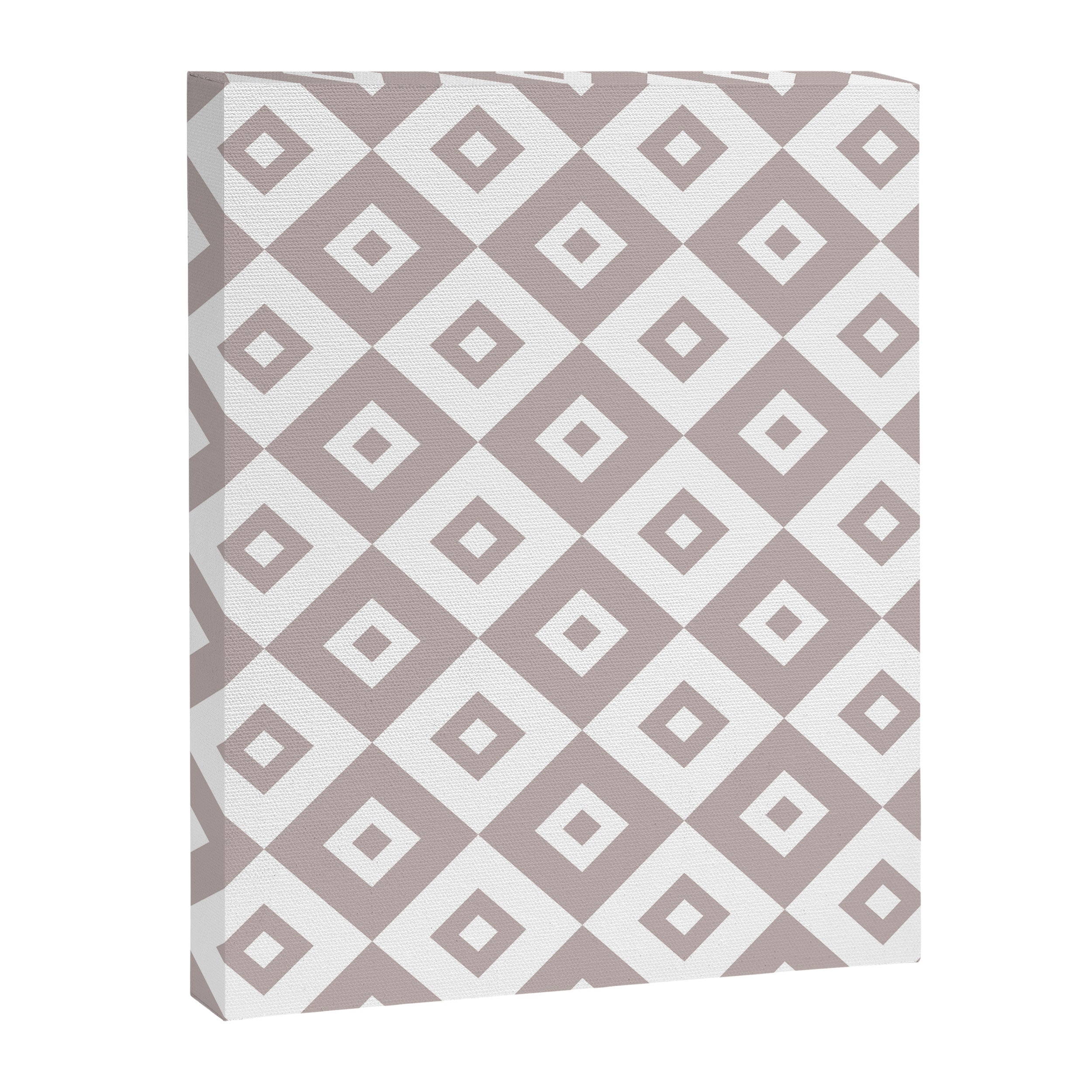 Diamond Check Pattern Beige Gray 2 Canvas Print Gallery Image 8