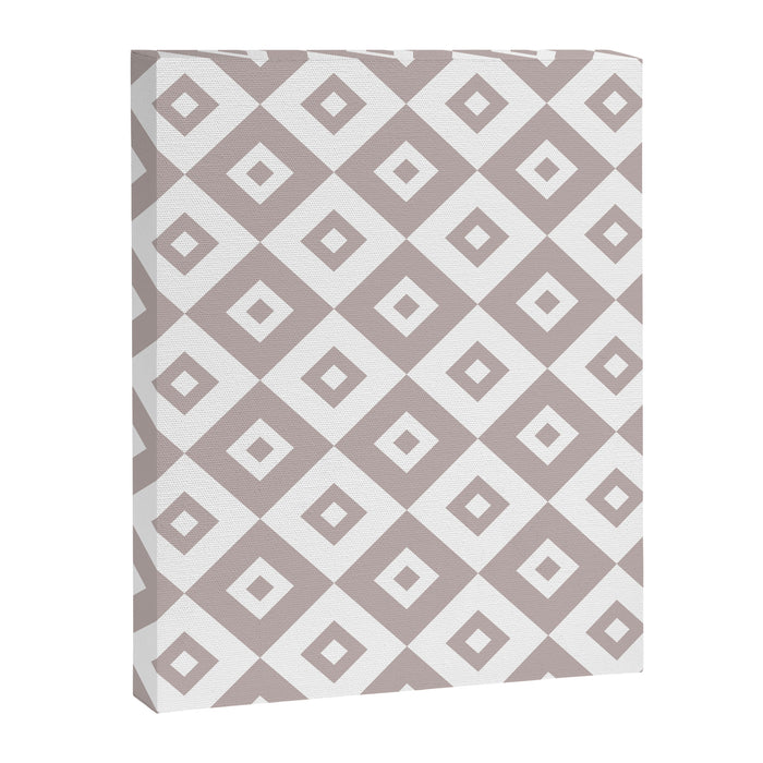Diamond Check Pattern Beige Gray 2 Canvas Print Gallery Image 1
