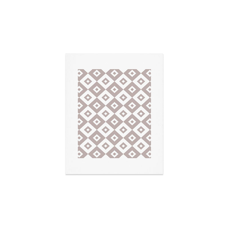 Diamond Check Pattern Beige Gray 2 Art Print Gallery Image 1