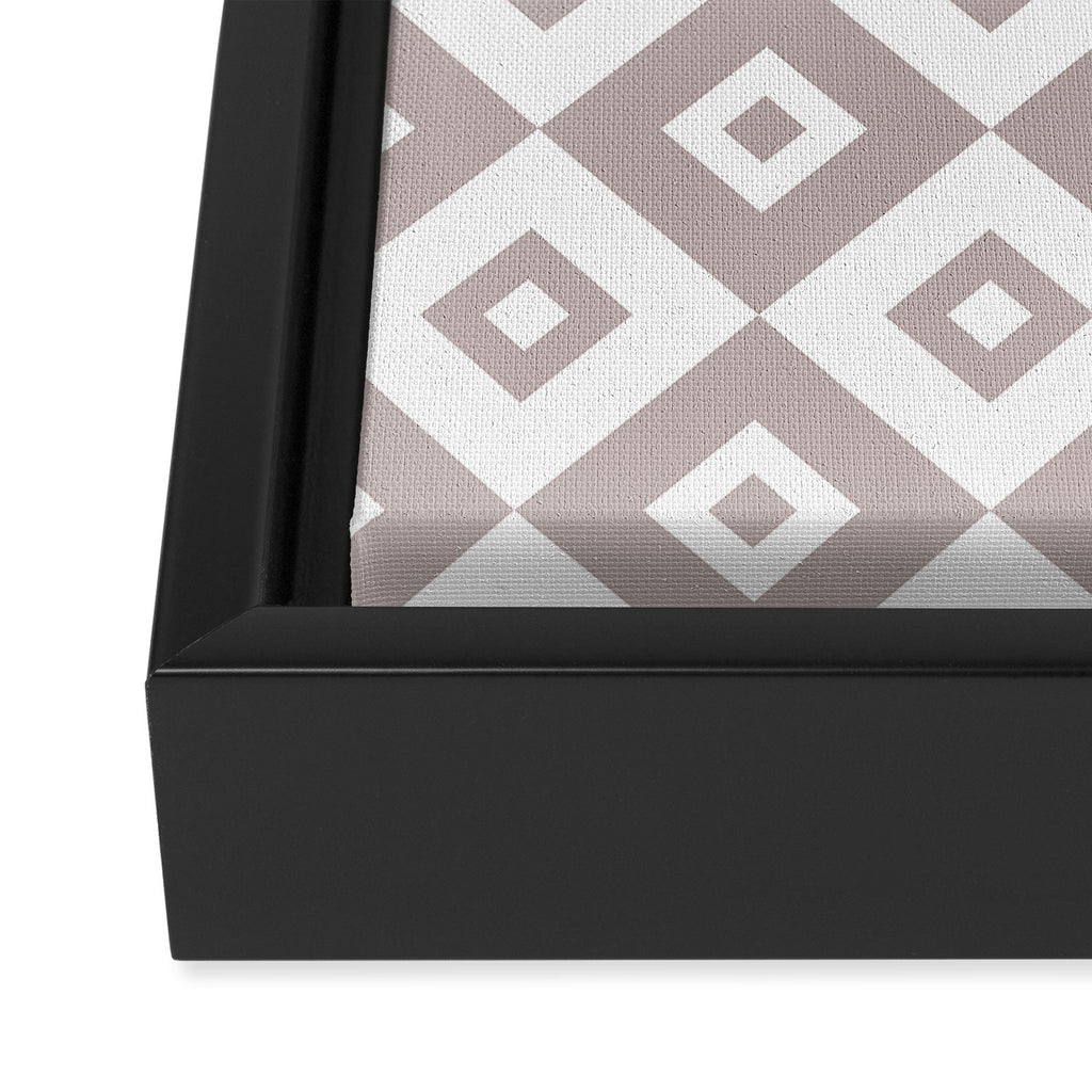Diamond Check Pattern Beige Gray 2 Framed Canvas Print Gallery Image 3