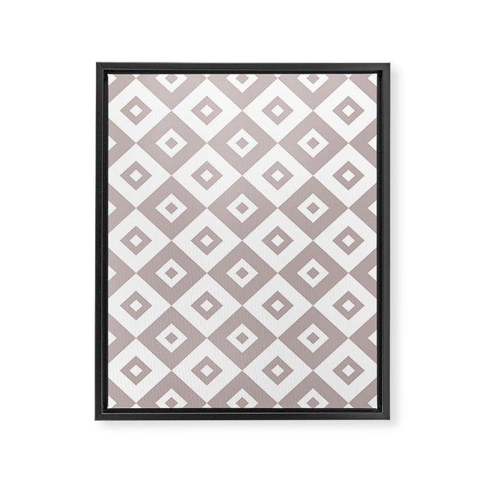 Diamond Check Pattern Beige Gray 2 Framed Canvas Print Gallery Image 1