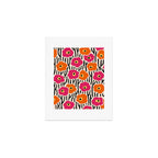Floral  Pattern Hot Pink and Orange Art Print Gallery Image 1