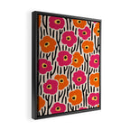 Floral  Pattern Hot Pink and Orange Framed Canvas Print Gallery Image 2