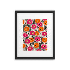 Floral  Pattern Hot Pink and Orange Framed Art Print Gallery Image 6