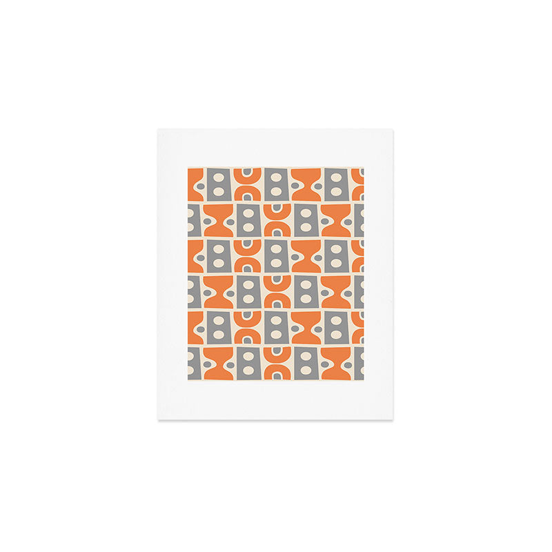Funky Mid Century Modern Pattern 694 Orange and Gray Art Print Gallery Image 1