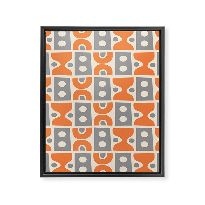 Funky Mid Century Modern Pattern 694 Orange and Gray Framed Canvas Print Gallery Image 8