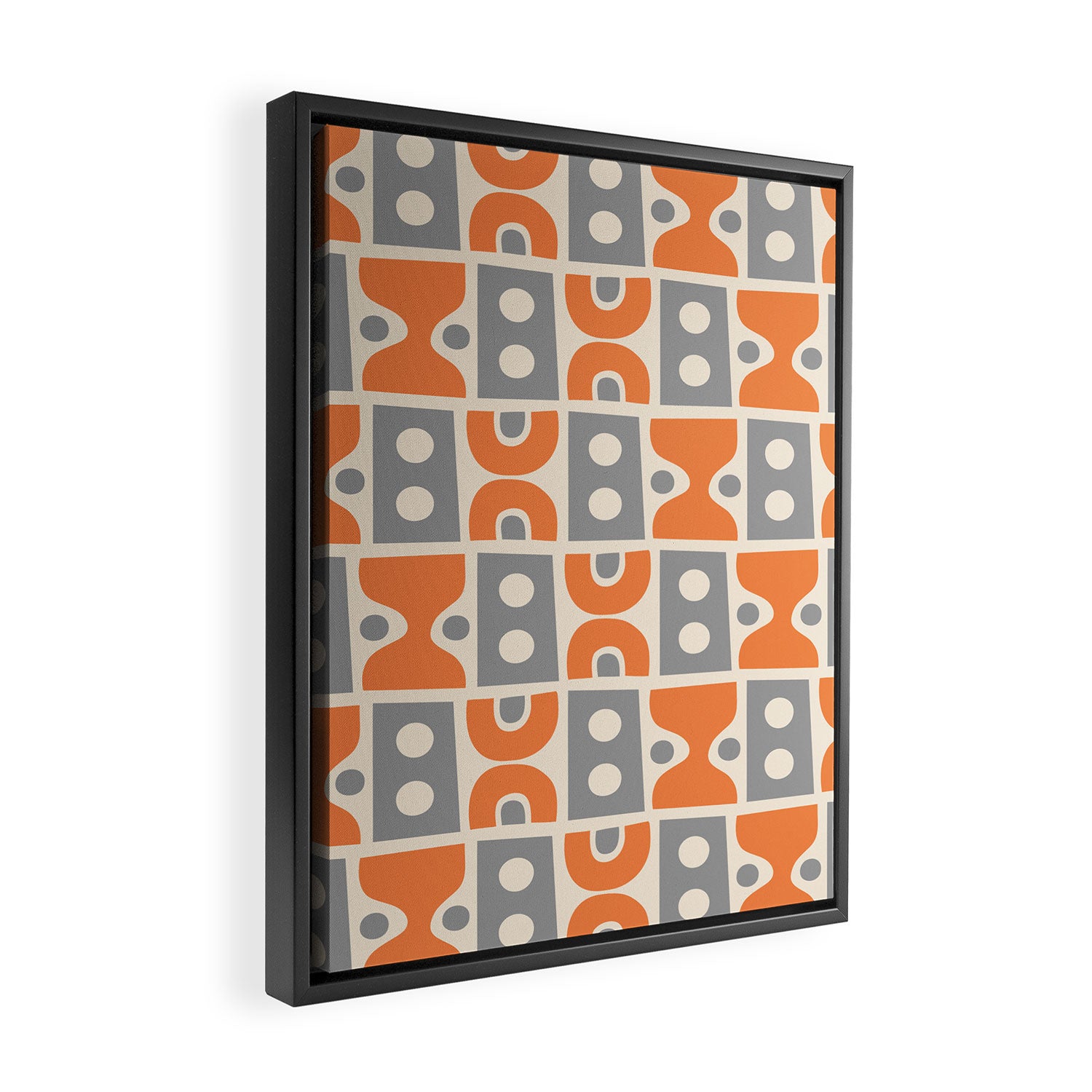 Funky Mid Century Modern Pattern 694 Orange and Gray Framed Canvas Print Gallery Image 2