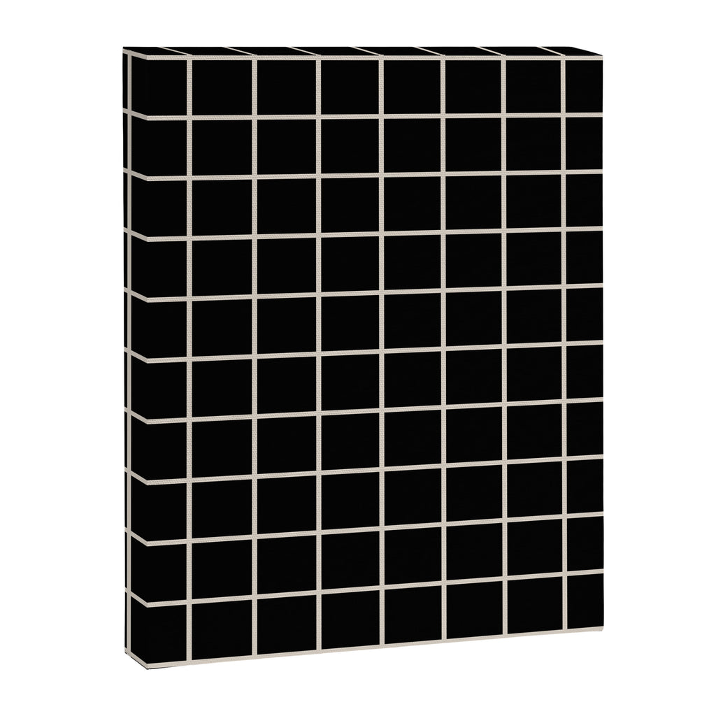 Grid Pattern Black and Linen White Canvas Print Gallery Image 8